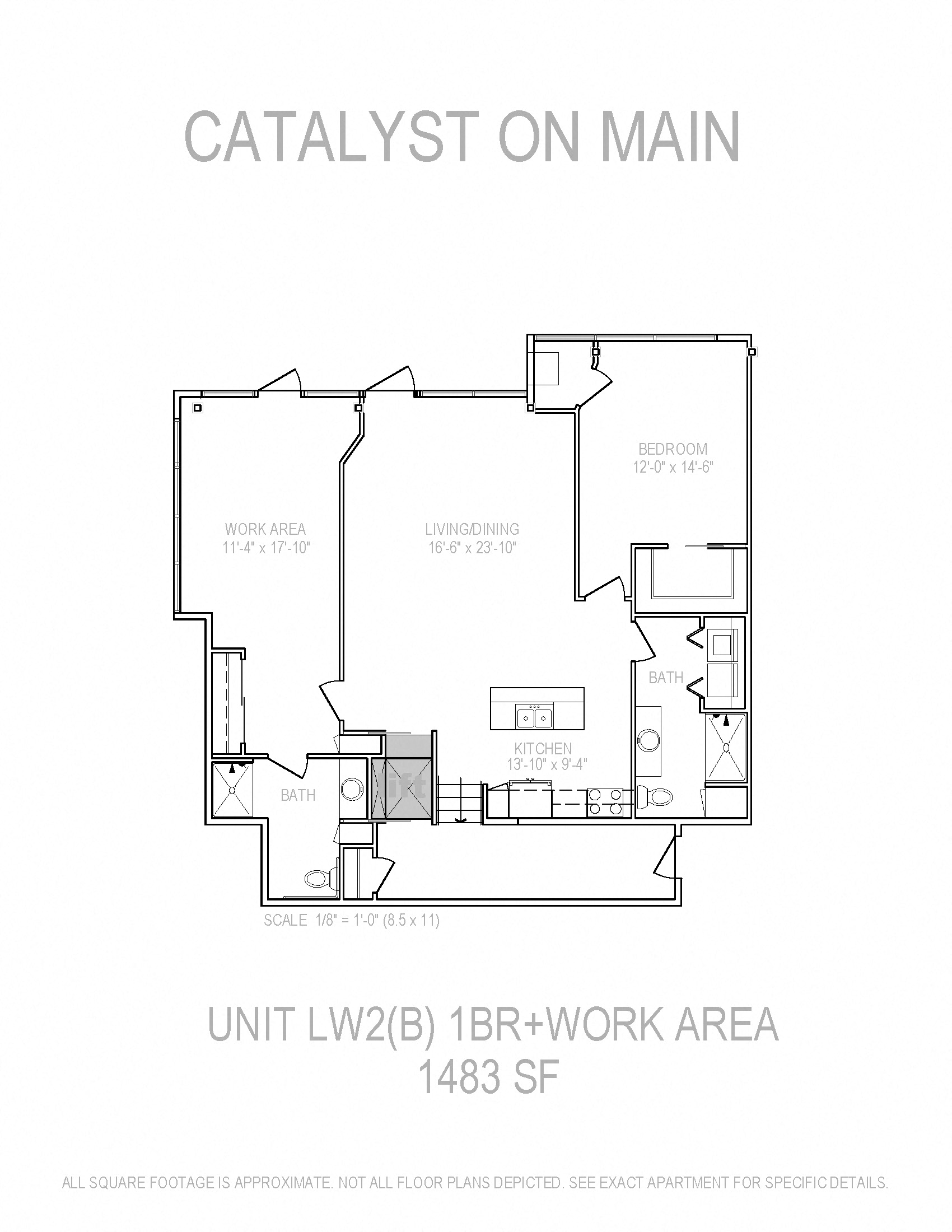 Floor plan for 2 beds, 2 baths, 1483 sqft